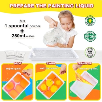 Water Marbling Paint Kit for Kids Ages 3-13 - Creative Arts & Crafts