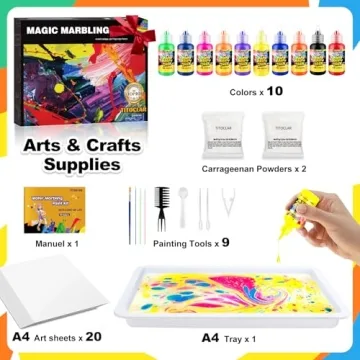 Water Marbling Paint Kit for Kids Ages 3-13 - Creative Arts & Crafts