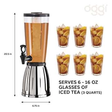 OGGI Beverage Dispenser - 3 Quart Stylish Party Essential