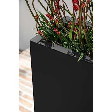 Veradek Block Series Span Plastic Planter - Tall Rectangular Planter for Indoor or Outdoor Patio/Porch | Durable All-Weather with Removable Insert Bucket | Modern Design for Plants, Flowers, Garden