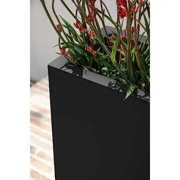 Veradek Block Series Span Plastic Planter - Tall Rectangular Planter for Indoor or Outdoor Patio/Porch | Durable All-Weather with Removable Insert Bucket | Modern Design for Plants, Flowers, Garden