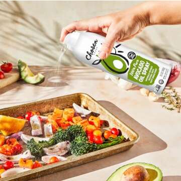 Chosen Foods 100% Pure Avocado Oil Spray, Keto and Paleo Diet Friendly, Kosher Cooking Spray for Baking, High-Heat Cooking and Frying (13.5 oz, 2 Pack) + Digital Recipe Book