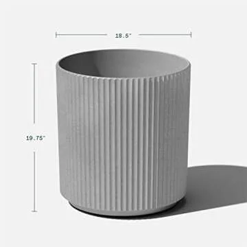 Veradek Mason Series Demi Planter - Large Round Planter for Indoor or Outdoor Patio/Balcony | Made from Plastic & Concrete with Drainage Holes | Modern Décor for Flowers, Trees, Tall Plants