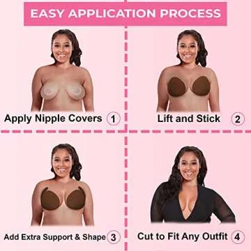 TwiinsBra Breast Lift Tape - 3 Pairs w/Nipple Covers - Boob Tape - Boobtape (Chocolate, DD-DDDD)