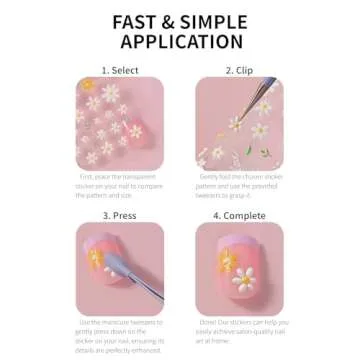 Flower Nail Art Stickers, 5D Embossed Nail Decals Nail Art Design Self Adhesive Nail Supplies with Nail Tweezer, Colorful Flower Nail Stickers for Women Manicure Decoration