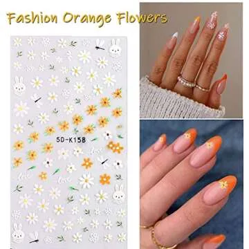Flower Nail Art Stickers, 5D Embossed Nail Decals Nail Art Design Self Adhesive Nail Supplies with Nail Tweezer, Colorful Flower Nail Stickers for Women Manicure Decoration