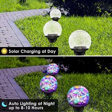 Keevvon 2 Pack 60 LED Garden Solar Lights Outdoor Decorative, Colored Cracked Glass Solar Globe Lights, Upgraded Waterproof Multicolor Ball Lights for Yard Pathway Patio Lawn Outside Decor