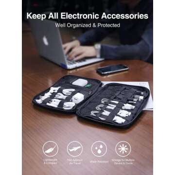 Luxtude Cord Organizer Travel - Essential Tech Organizer for Chargers and Cords