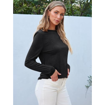 AUTOMET Women's Long Sleeve Round Neck Shirts Perfect for Fall
