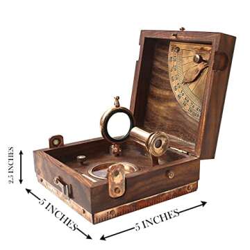 Alidade Scale Chart Collectibles Vintage Instrument Box Antique Marine Master Instrument Box-Telescope Compass Sprit Level