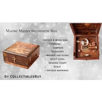 Alidade Scale Chart Collectibles Vintage Instrument Box Antique Marine Master Instrument Box-Telescope Compass Sprit Level