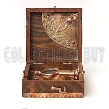 Alidade Scale Chart Collectibles Vintage Instrument Box Antique Marine Master Instrument Box-Telescope Compass Sprit Level