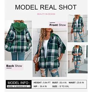 SHEWIN Casual Plaid Hooded Shacket for Stylish Comfort