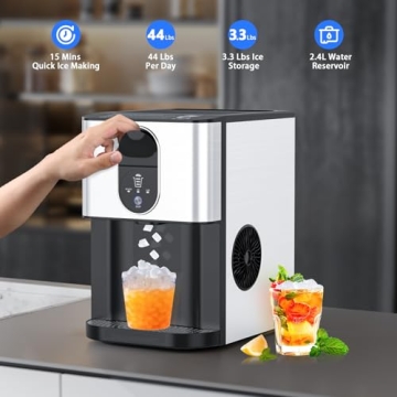 Nugget Ice Makers Countertop Self-Dispensing, 44Lbs/24H, Portable Ice Maker