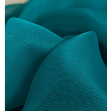 HLC.ME Grey Teal Sheer Voile Curtain Panels for Home