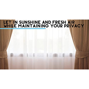 HLC.ME Grey Teal Sheer Voile Curtain Panels for Home