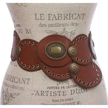 3 1/4" Wide Boho Leather Disk Link Fashion Belt