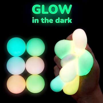 Expressions 12pc Value Pack - Squeeze Balls in Glow in The Dark Colors - Fidget Toy Stress Balls for Adults and Kids - Anxiety Relief Items to Squish, Squeeze, Throw and Stick Fidgets for Kids