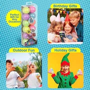 Expressions 12pc Value Pack - Squeeze Balls in Glow in The Dark Colors - Fidget Toy Stress Balls for Adults and Kids - Anxiety Relief Items to Squish, Squeeze, Throw and Stick Fidgets for Kids