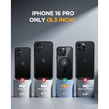 Miracase Magnetic for iPhone 16 Pro Case Full-Body Phone with Built-in Glass Screen Protector, [Compatible with MagSafe] Military Drop Proof 16 Pro Cover Bumper 6.3 inch, Black