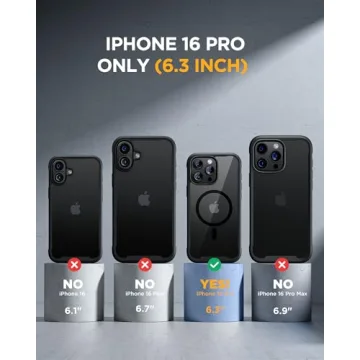 Miracase Magnetic for iPhone 16 Pro Case Full-Body Phone with Built-in Glass Screen Protector, [Compatible with MagSafe] Military Drop Proof 16 Pro Cover Bumper 6.3 inch, Black