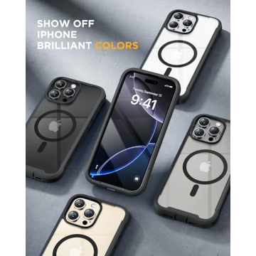 Miracase Magnetic for iPhone 16 Pro Case Full-Body Phone with Built-in Glass Screen Protector, [Compatible with MagSafe] Military Drop Proof 16 Pro Cover Bumper 6.3 inch, Black