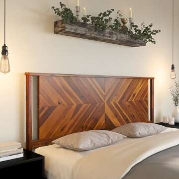 Bme Vivian Headboard ONLY, Rustic & Scandinavian Style with Solid Acacia Wood, Easy Assembly, King, Rustic Golden Brown
