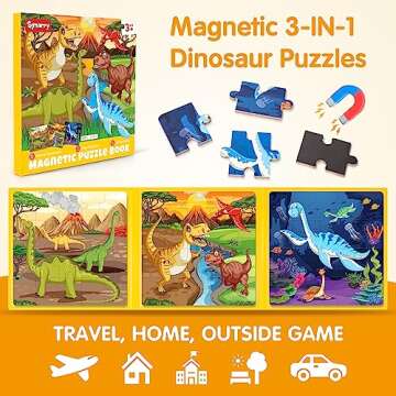 SYNARRY Magnetic Dinosaur Puzzles for Kids Ages 3-5, 20 Pieces Puzzles for Toddlers 2-4, Children Tr...