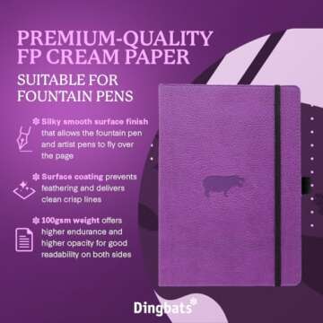 Dingbats* Wildlife Dotted Journal A5 - Vegan Leather Hard Cover, Ideal for Work, Travel - Pocket, El...