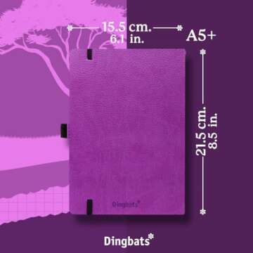 Dingbats* Wildlife Dotted Journal A5 - Vegan Leather Hard Cover, Ideal for Work, Travel - Pocket, Elastic Closure, Bookmark