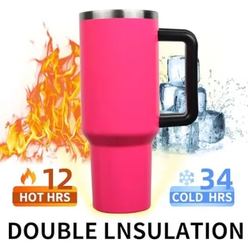 40oz Hot Pink Matte Tumbler for All-Day Cold & Hot Drinks