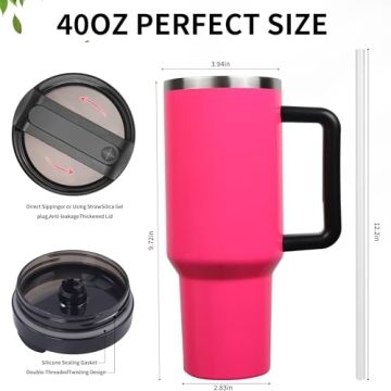 40oz Hot Pink Matte Tumbler for All-Day Cold & Hot Drinks