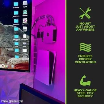 HIDEit Mounts MiniU Bracket for Mac Mini - US Patent, American Company - Steel Wall Mount, Under Desk Mount, VESA Monitor Mount for Mac Mini - Compatible with Mac Mini M1