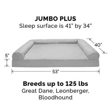 Furhaven Memory Foam Dog Bed for Large Dogs w/ Removable Bolsters & Washable Cover, For Dogs Up to 1...