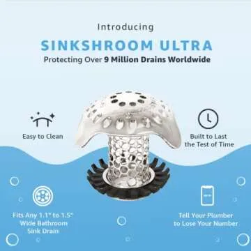 SinkShroom Ultra Revolutionary Bathroom Sink Drain Protector, Stainless Steel