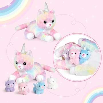 KMUYSL Plush Unicorn Kitty Toys Set - Cuddly Kitties for Girls Ages 3 4 5 6 7 8+