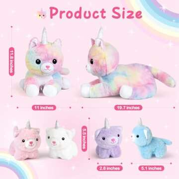 KMUYSL Plush Unicorn Kitty Toys for Girls 3-8 Years