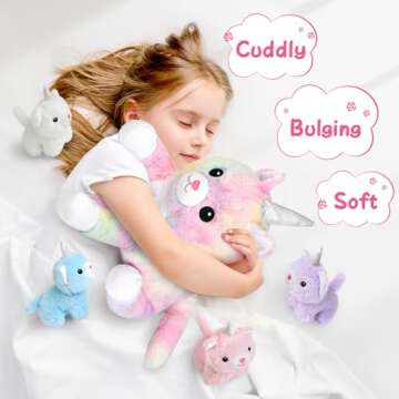 KMUYSL Plush Unicorn Kitty Toys for Girls 3-8 Years