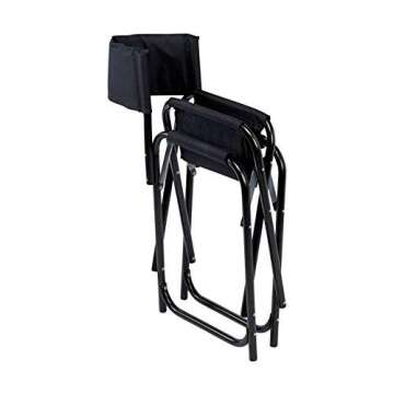 E-Z UP Tall Directors Chair, Seat 31” High, Padded Armrests and Storage Bag, Black