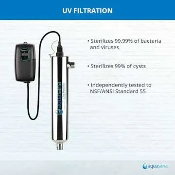 Aquasana Whole House Well Water Filter System - Softener Alternative w/ UV Purifier, Salt-Free Descaler, Carbon & KDF Media Filters Sediment 97% Of Chlorine 500,000 Gl- EQ-WELL-UV-PRO-AST