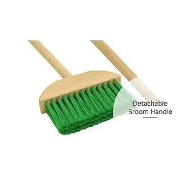 JustForKids Wooden Detachable Kids Cleaning Set - Duster, Brush, Mop, Broom and Hanging Stand Play - Housekeeping Kit - STEM Toys for Toddlers Girls & Boys, Total 6 Pieces,Multi Color,10071