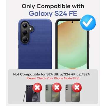 SSLOTSCASE for Samsung Galaxy S24 FE Case [Support Wireless Charging] Raised Edges Protect Camera & ...