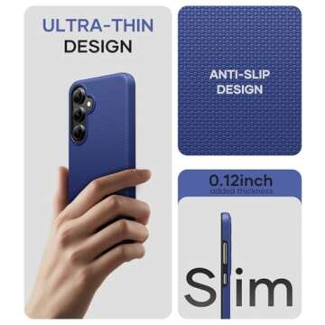 SSLOTSCASE for Samsung Galaxy S24 FE Case [Support Wireless Charging] Raised Edges Protect Camera & Screen, Slim Durable Protective Phone Case Cover for Samsung S24 FE 5G 2024, Blue