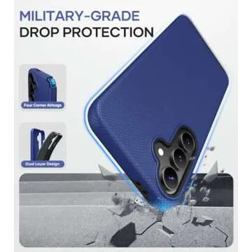 SSLOTSCASE for Samsung Galaxy S24 FE Case [Support Wireless Charging] Raised Edges Protect Camera & Screen, Slim Durable Protective Phone Case Cover for Samsung S24 FE 5G 2024, Blue