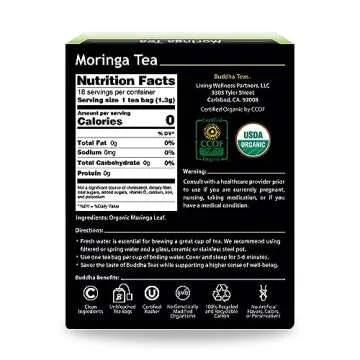 Buddha Teas Organic Moringa Tea - Kosher & USDA Organic