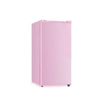 Seaoola Mini Fridge with Freezer, Single Door 3.1 Cu.Ft, Compact Mini Refrigerator, LED Light, Adjus...