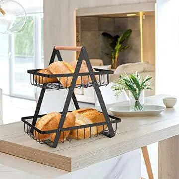 Mahueeol 2 Tier Fruit Basket for Kitchen Countertop
