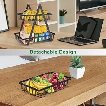 Mahueeol 2 Tier Fruit Basket for Kitchen Countertop