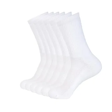1SOCK2SOCK 6 Pack Athletic Performance Crew Socks For Men and Women - Soft Cotton Blend with Moistur...