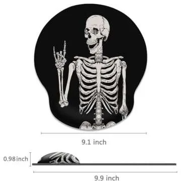 Britimes Ergonomic Mouse Pad with Wrist Support Black Human Skeleton Skull Non-Slip Rubber Base Mousepad for Home Office Gaming Working Computers Laptop Easy Typing & Pain Relief